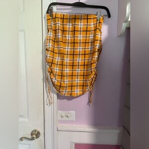 Orange pattern scrunch drawstring skirt